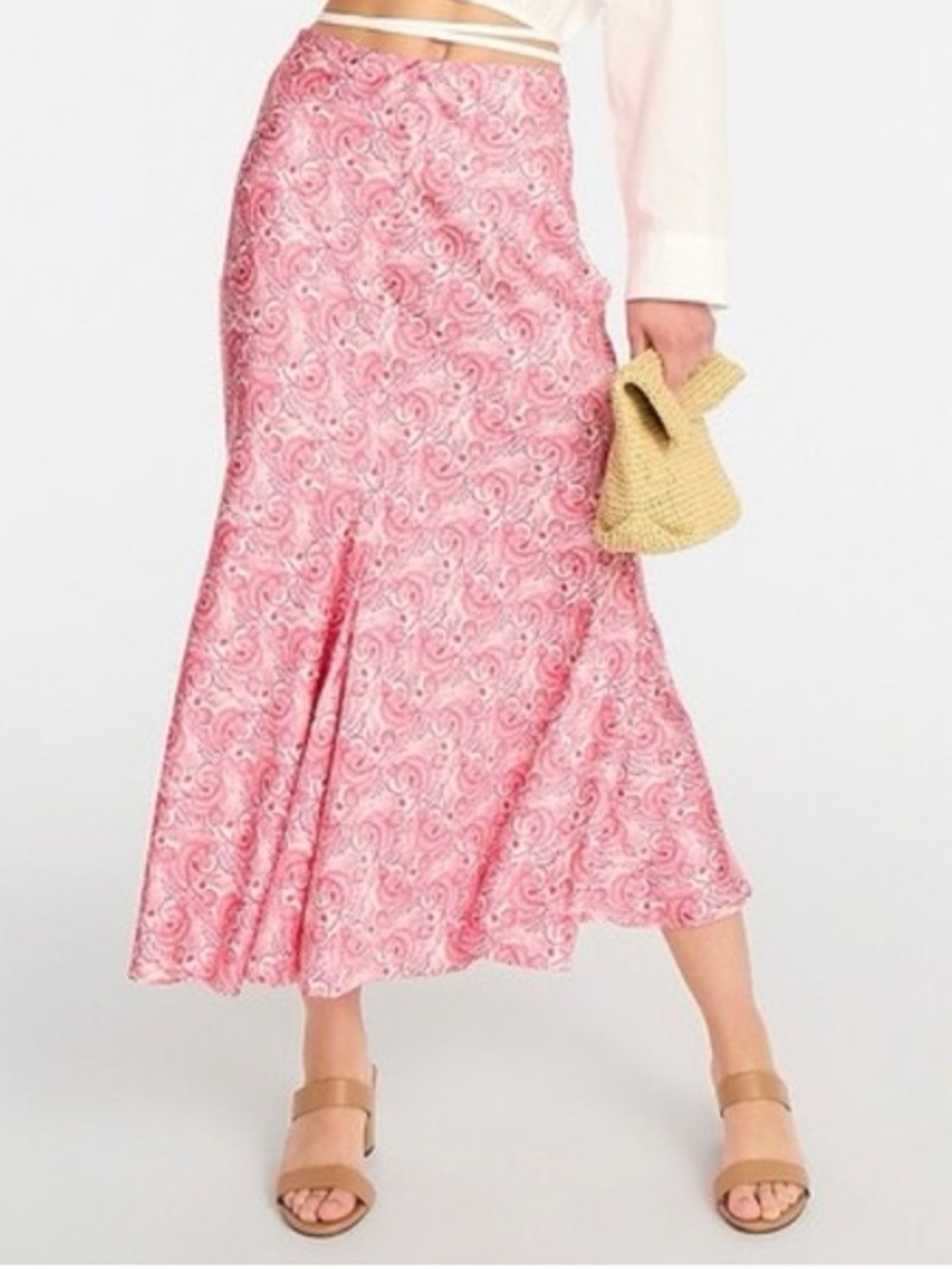 J.crew Maxi Skirt Pink Block Print Pattern XS